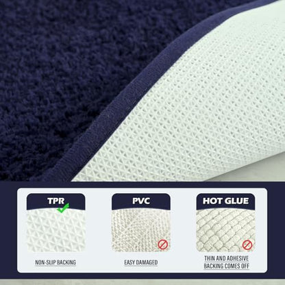 Navy Blue Bathroom Rug Set 2 Piece Bath Mat 21x34 U Shape Toilet Rug 21x21 | Absorbent,Washable,Non Slip Bathroom Rugs Sets,Contour Mat for Toilet - color: Navy Blue