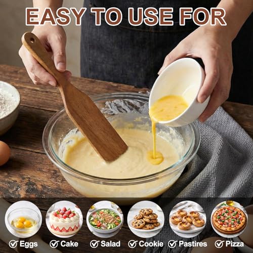 2 Pcs Wooden Spurtle for Sourdough Starter Acacia Wood Thin Spatula Scraper | Mixing Tool Sour Dough Whisk Mixer Warmer Bread Accessories Jar Spatula Sourdough Scraper Stirrer Skinny Spatula Spurtle - color: 2 PCS SPURTLE