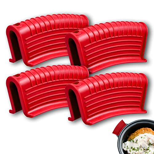 2 Pair Cast Iron Pot Assist Handle Covers with High Heat Resistance, Anti-slip Silicone skillet handle cover for Any Frying Cast Iron Skillet Metal Pan, Washable Reusable Rubber Pot Holder Sleeves Red - size: Red-4 Pack