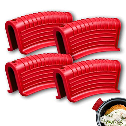 2 Pair Cast Iron Pot Assist Handle Covers with High Heat Resistance, Anti-slip Silicone skillet handle cover for Any Frying Cast Iron Skillet Metal Pan, Washable Reusable Rubber Pot Holder Sleeves Red - size: Red-4 Pack