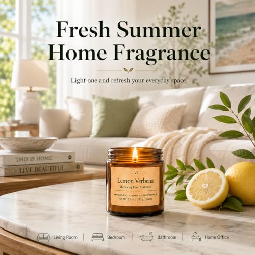 12 Pack Summer Scented Candles, 3.5 oz Amber Glass Jar Soy Candle Set | 8% Essential Oil Blend, Gifts for Women Birthday Housewarming - color: Spring and Summer Candle