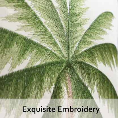 18x18 Palm Tree Embroidered Throw Pillow Covers Pack of 2 Green | Ocean-Themed,Durable Fabric,Square Pillow Cover,Boho Decorative,Hidden Zipper,Aesthetic Design,Ideal Gift,Machine Washable - color: Green Tropical Palm Tree