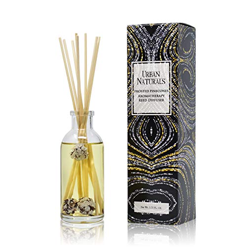 Reed Diffuser Set, Frosted Pinecones - Bathroom Shelf Décor | Holiday Scented, Pine, Cinnamon, Clove, Cedar wood, Sandalwood and Vanilla Bean Scent Notes - color: Frosted Pinecones