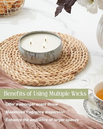 M&SENSE Citronella Candles Outdoor 12 oz, Large 3 Wick Soy Candle | Triple Wick, 40 Hour Long Burn, Non-Toxic,100% Natural Soy Wax, Stress Relaxing Aromatherapy Candle Gift for Women Men - color: Citronella