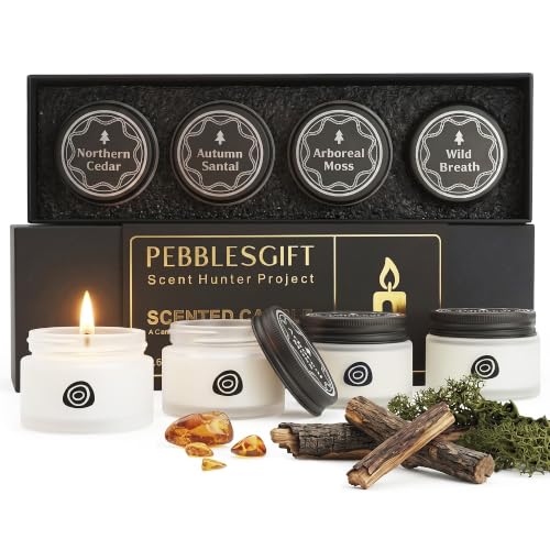 Forest Woody Scented Candle Gift Set - 4 Pack(Total 6.4oz) 100% Soy Wax | Soy Wax,Home Scented,Stress Relief&Meditation,Forest Fragrance,Aromatherapy,Men & Women Gift,Birthday Gift Candles,Healing - color: Forest Woody black, size: 1.6oz (4-pack)