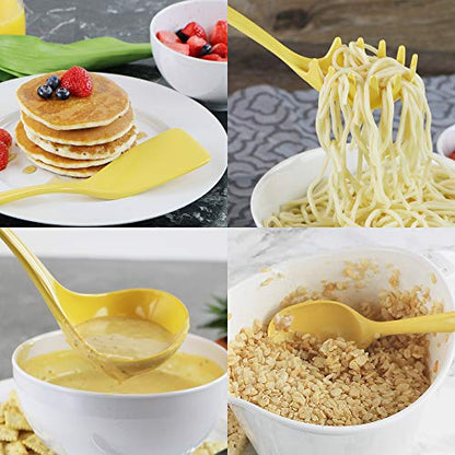 Reston Lloyd 6 Piece Kitchen Utensil Holder for kitchen counter, Utensils crock with Heat Resistant Spoon, Slotted Spoon, Ladle, Spatula BPA Free, Lemon - color: Lemon, size: Utensil Holder Set
