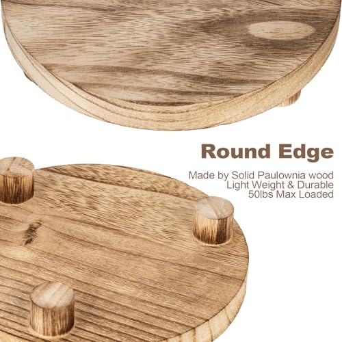 3 pcs Wooden Stool Display Stand, Round Plant Stand, Farmhouse Indoor Small Plant Stand Round Display Stand Wood-Flower Pot Supports Plant for Indoor Outdoor Home, GardenPatio Decorative