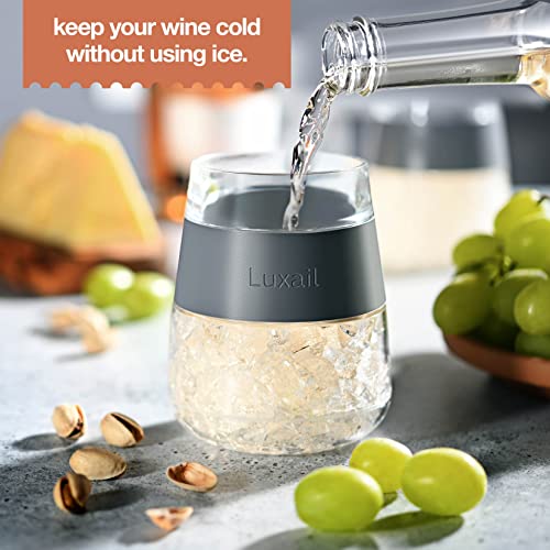 luxail Wine Glasses, Plastic Wine Glasses Set of 2, Wine Gifts, Double Wall Insulated Freezer Tumbler, Stemless cups for Red and white Wine, 8.5 Oz, Grey - color: Grey 2 Pack