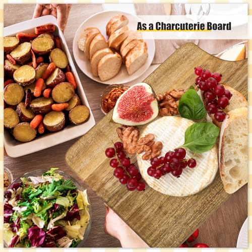 Zubebe 12 Pcs 13 x 7 Inch Acacia Wood Cutting Board with Handle | Charcuterie Board for Laser Engraving, Serving Chopping Board with Handle for Wedding Housewarming Mom Christmas Gift - size: 13"L x 7"W