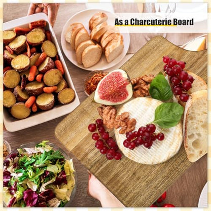 Zubebe 12 Pcs 13 x 7 Inch Acacia Wood Cutting Board with Handle | Charcuterie Board for Laser Engraving, Serving Chopping Board with Handle for Wedding Housewarming Mom Christmas Gift - size: 13"L x 7"W