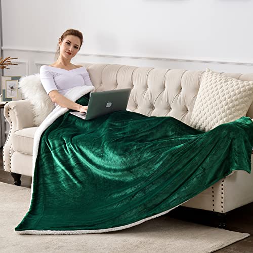 Sherpa Fleece Throw Blanket, Green, 50x60 inches | Double-Sided Super Soft Luxurious Plush Blanket Throw Size - color: Green, size: 50"×60"