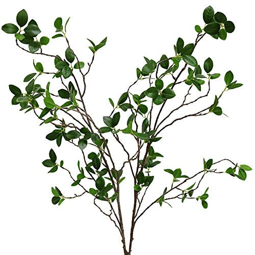 Htmeing Artificial Eucalyptus Green Branches with Leaves Faux Long Stems Fake Greenery Plants Ficus Twigs for Home Office Shop Farmhouse Decoration 110cm/43,2pcs - color: Green
