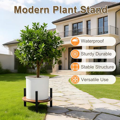 Vigordream Plant Stand Indoor, Heavy Duty Sturdy Metal Plant Pot Holder | Modern Wooden Planter Stool, 2 Pack Flower Pot Stands Low Short Planter Riser Flower Table Fits 5-14 Inch Pots - size: Large (2pack)