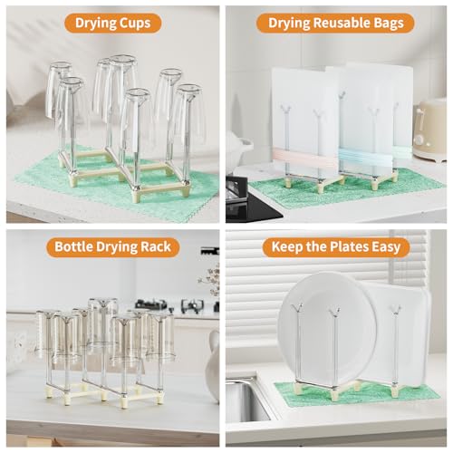 Marbrasse Retractable Cup Drying Rack, Drinking Glass and Sports Bottle Drainer Stand, Plastic Bag Dryer with Non-Slip Bottom for Kitchen Countertop, 2p - White - color: 2p-white