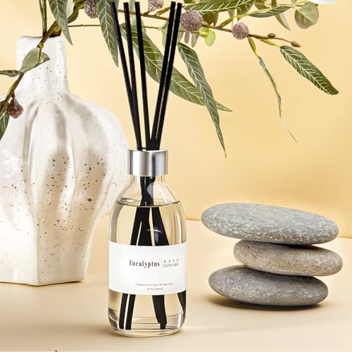 Clesh Reed Diffuser Set, 6.7 oz Eucalyptus Scented Diffuser with Sticks, Home Fragrance Reed Diffuser for Bathroom Shelf Decor