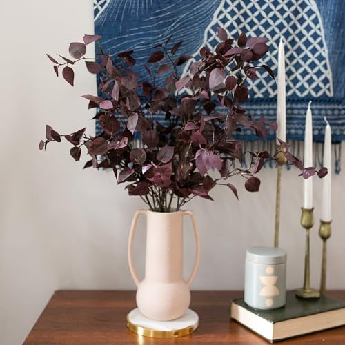 5PCS Artificial Fall Eucalyptus Leaves Stem Plants, 32.7 inch Fake Leaves Autumn Greenery Branches Burgundy Shrubs Silk Faux Foliage DIY Stems for Thanksgiving Festival Home Kitchen Farmhouse - color: Burgundy