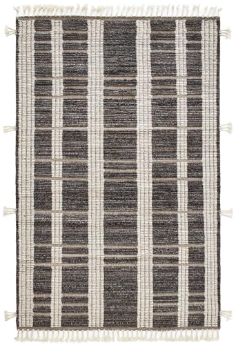 Dash & Albert Tory Grey/Ivory Plaid Hand Knotted Wool Rug, 3'x5' | /Ivory Hand Knotted Wool Rug, , Plaid Pattern - size: 3' x 5' (Rectangular)