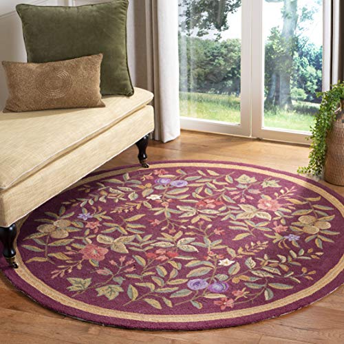 SAFAVIEH Chelsea Collection 3' Round Burgundy HK210C Hand-Hooked French Country Wool Area Rug - color: Burgundy, size: 3' (Round)