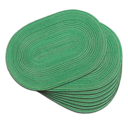 Placemats Set of 8, Woven Oval Braided Dining Table Mats(Green Shine) | 12 x 17.5 Inch Size Fits Plates and Flatware; Hand Washable and Heat Resistant for Kitchen Use, with Farmhouse and Boho Style - color: Green Shine, size: 8 pcs