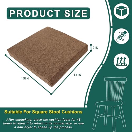 4PCS Linen Soft Foam Seat Cushion | 15x14x2 Inches Bar Stool Cushions Square | Thickened Recliner Cushion | Chair Cushion with Removable Cover (Indigo Blue) - color: 4pcs Indigo Blue, size: 15x14x2IN