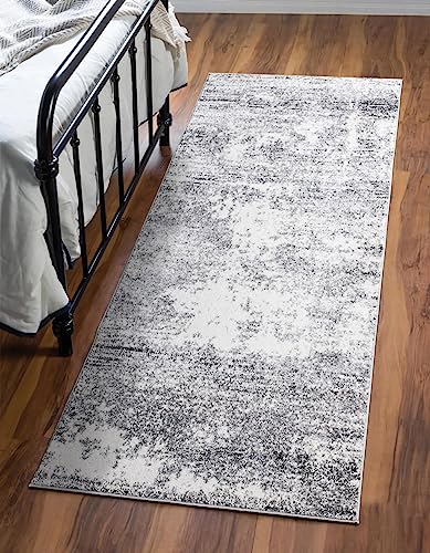 Keen Home Design Abstract Non-Shedding Runner Rug, Soft Thick Pile, 2x8 | Polypropylene High Pile, Jute Back; Ideal For Hallway, Bedside, Home Office - color: Abstract Cream/Grey, size: 2'8" x 7'7" (Runner)
