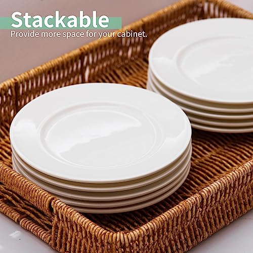 6 Inch Ceramic Small Salad Plates, Round Dessert Plate Set, 18P | White Appetizer Dishes, for Cake Waffles Snacks Side Dish, Oven Microwave Dishwasher Safe, Scratch Resistant, Stackable - style: Round Classic