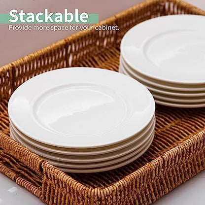 6 Inch Ceramic Small Salad Plates, Round Dessert Plate Set, 18P | White Appetizer Dishes, for Cake Waffles Snacks Side Dish, Oven Microwave Dishwasher Safe, Scratch Resistant, Stackable - style: Round Classic
