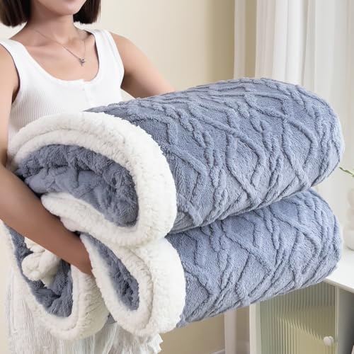 Twin Size Reversible Sherpa Fleece Blanket for Bed, Light Grey,60"x80" | Machine Washable Thick Double-sided Plush Feel without Heavy Bulk,Lightweight Warmth for Bed,Couch,Travel,Pets & Easy Care - color: Light Grey, size: Twin(60"x80")