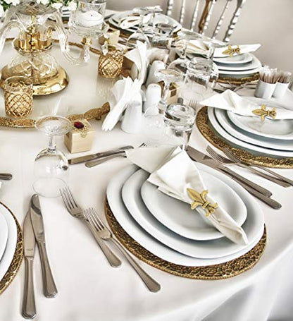 Gold Napkin Rings Set of 6 - Elegant Metal Gold Napkin Holder Ring Bands, Fancy Table Centerpiece Napkin Rings for Holiday Family Dinner, Birthday Party, Wedding Decorations - Fleur de Lis - style: Gold - Fleur De Lis