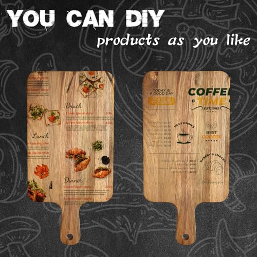 10 Pcs Acacia Wood Cutting Board with Handle,Wooden Chopping Boards | Kitchen Cutting Board for Meat Bread Fruit Cheese Serving Board Charcuterie Boards Chopping Blocks,7.8x15.7in
