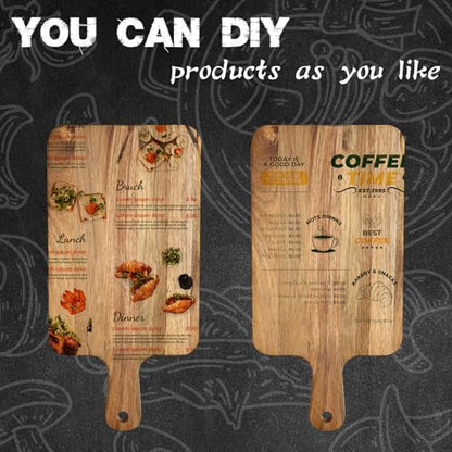 10 Pcs Acacia Wood Cutting Board with Handle,Wooden Chopping Boards | Kitchen Cutting Board for Meat Bread Fruit Cheese Serving Board Charcuterie Boards Chopping Blocks,7.8x15.7in