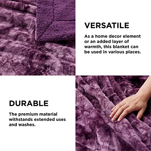 Bedsure Fuzzy Blanket Twin Size - Purple, Soft and Comfy Sherpa, Plush and Furry Faux Fur, Reversible Twin Blankets for Couch, Sofa and Bed, 60x80 Inches - color: 06 - Purple, size: Twin (60" x 80")