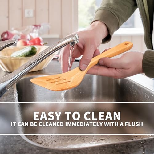 11 PCS WOSPONFAN Kitchen Utensils Set - Wooden Spoons for Cooking, Natural Beech Wood Wooden Utensils - Includes Wooden Spoons, Spatula Set, Slotted Spoon - Handmade Wooden Spoon Set | Heat Resistant, Non-Scratch, Safe for Nonstick Pan, Easy to Clean, Dai