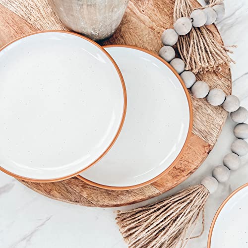 Mora Ceramic Plates Set, 7.8 in - Set of 6 - The Dessert, Salad, Appetizer, Small Dinner etc Plate. Microwave, Oven, and Dishwasher Safe, Scratch Resistant. Kitchen Porcelain Dish - Vanilla White - color: Vanilla White