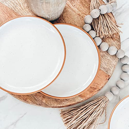 Mora Ceramic Plates Set, 7.8 in - Set of 6 - The Dessert, Salad, Appetizer, Small Dinner etc Plate. Microwave, Oven, and Dishwasher Safe, Scratch Resistant. Kitchen Porcelain Dish - Vanilla White - color: Vanilla White