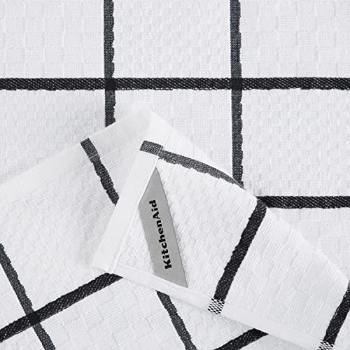 KitchenAid Quilted Cotton Terry Cloth Oven Mitt, Pot Holder, Kitchen Towel 4-Pack Set, Heat Resistant, Silicone Grip, Gift Set, Matte Black, 16"x26", 7"x13" & 7"x10" - color: Matte Black