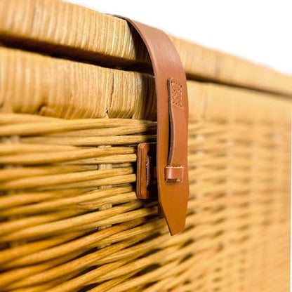 The Basket Lady Deep Wicker Storage Trunk, L, Sandstone | Outside: 24" L x 17" W x 17.5" H | Inside: 22”L x 15”W x 15”H - Handcrafted by artisans from natural rattan - color: Sandstone, size: L