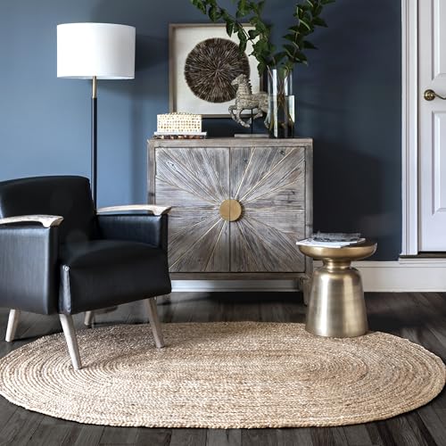 nuLOOM Rigo Natural Solid Flatweave Area Rug, Oval 3' x 5' - color: Natural, size: 3' x 5' (Oval)
