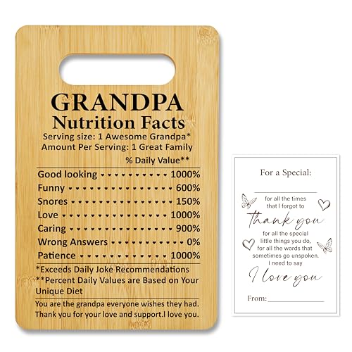 Best Grandpa Gifts from Granddaughter Grandson, Nutrition Facts Bamboo Cutting Board, Charcuterie Board for Kitchen Decor, Birthday Gift For Grandfather -10 - color: Grandpa