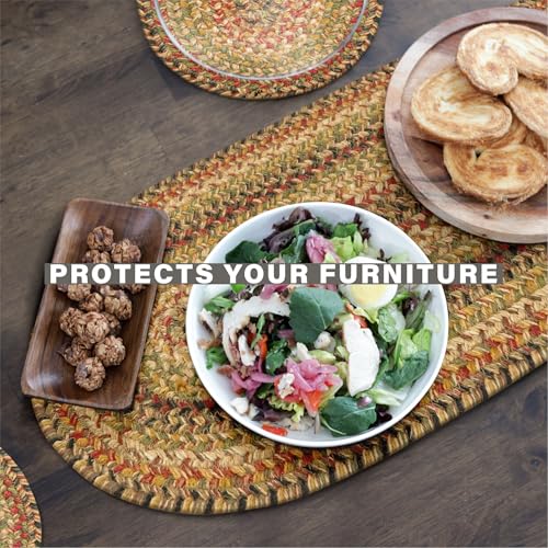 Homespice Kingston Jute Braided Placemats, Rect 13x19 Set of 6 | Multicolor Protects Tabletop in Style and Everyday and Holiday Table Mats, Rich Colors, Reversible and Durable - color: Kingston