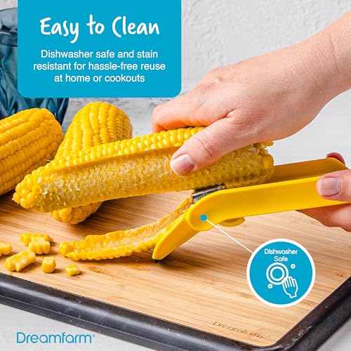 Dreamfarm Corn Accessories Set - Corpeel & Lockorns - Foldable No-Mess Corn Peeler & 4 Pairs of Interlocking Cob Holders, Stainless Steel & BPA-Free Kitchen Gadget Duo for Grilling & Food Prep
