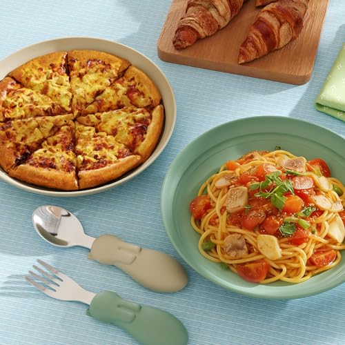Quatish 16 PCS Unbreakable Reusable Plastic Plates,8 inch Dishwasher & Microwave Safe Dinner Plate, Easy-to-Clean Lightweight,Portable for Kitchen & Picnics Wheat Straw Plates（Blue） - color: Blue