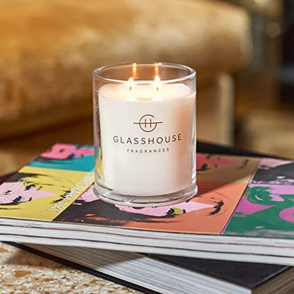 Glasshouse Fragrances Midnight in Milan Candle, Triple Scented Natural Soy Wax Blend, 2 Wicks & Glass Jar, 65 Hour Burn Time, Saffron & Rose, 13.4 Oz (380g)