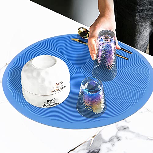 KooMall 12 10 8 Inch Multi-use Microwave Mat, Trivet, Pot Holders, Drying, Baking, Place Mat, Utensils Rest, Silicone Cover Pad for Hot Pot Pans Bowls Plates Dishes Kitchen Counter,Heat Resistant,Blue - color: 12+10+8 Blue