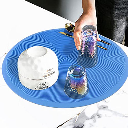 KooMall 12 10 8 Inch Multi-use Microwave Mat, Trivet, Pot Holders, Drying, Baking, Place Mat, Utensils Rest, Silicone Cover Pad for Hot Pot Pans Bowls Plates Dishes Kitchen Counter,Heat Resistant,Blue - color: 12+10+8 Blue