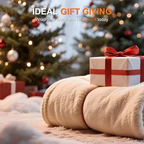 Heated Blanket White Heated Throw Blanket 50X60 Ultra Warm Electric Blanket - color: Cream, size: Throw 50" x 60"