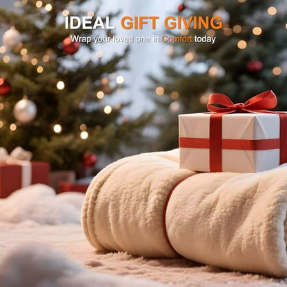 Heated Blanket White Heated Throw Blanket 50X60 Ultra Warm Electric Blanket - color: Cream, size: Throw 50" x 60"
