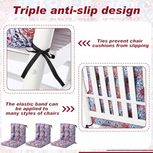 Hoteam 4 Set Outdoor Patio Chair Cushions 20 x 42 in Deep Seat Waterproof Patio Cushions Set for Furniture Replacement Removable Seat and Back (Moroccan Style) - style: Moroccan Style