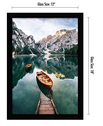 Americanflat 12x18 Poster Frame with Shatter-Resistant Glass - Set of 2 - Signature Collection - Gallery-Style Frames Made of Engineered Wood - Picture Frames for Wall Display - Black | Shatter-resistant glass, hangs vertical or horizontal, sawtooth hange