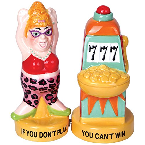 Pacific Giftware Lucky Casino Slot Machine Winner Ceramic Magnetic Salt and Pepper Shaker Set